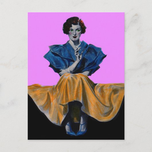 1934 hübsche Dame mit Chesterfield Postkarte (Vorderseite)