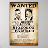 1934 JOHN DILLINGER ÖFFENTLICHES ENEMY GEWOLLT POSTER (Vorne)