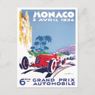 1934 Monaco Grand Prix Vintage-Rennpostkarte Postkarte