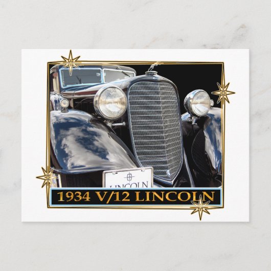 1934 V-12 LINCOLN POSTKARTE (Vorderseite)