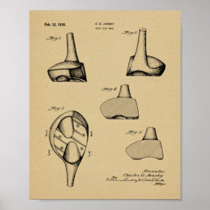 1935 Driver Golf Club Patent Kunst Zeichnung Druck Poster