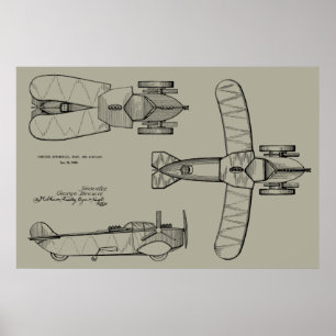 1935 Flugauto-Boot-Flugzeug-Patentzeichnung Druck Poster