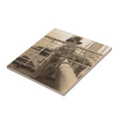 1935 jugendlicher Cowboy an Bord Fliese (Seite)