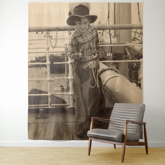 1935 jugendlicher Cowboy an Bord Wandteppich (Beispiel)