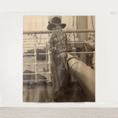 1935 jugendlicher Cowboy an Bord Wandteppich (Vorderseite)