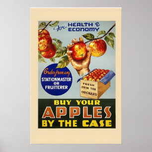 1935 Kaufen Sie Äpfel für die Gesundheit im Vintag Poster