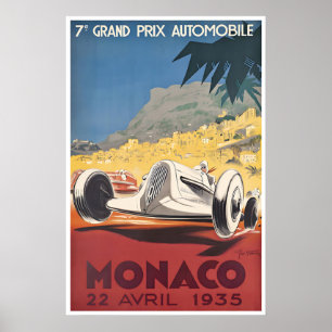 1935 Monaco Art-Rennen-Auto-Plakat Französische Ri Poster