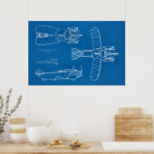 1935 Patent für ein Flugzeug mit fliegendem Kfz-Sc Poster (Küche)