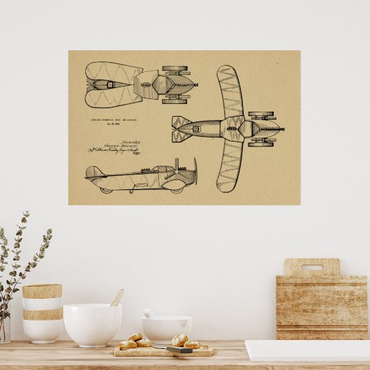 1935 Patent für ein Flugzeug mit fliegendem Kfz-Sc Poster (Küche)