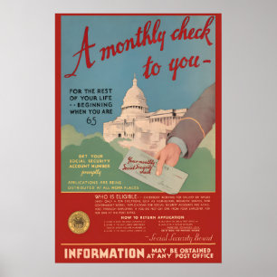 1935 Social Security - Monatsscheck - Vintage Poster