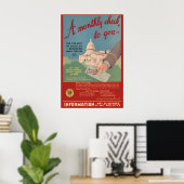 1935 Social Security - Monatsscheck - Vintage Poster (Heimbüro)