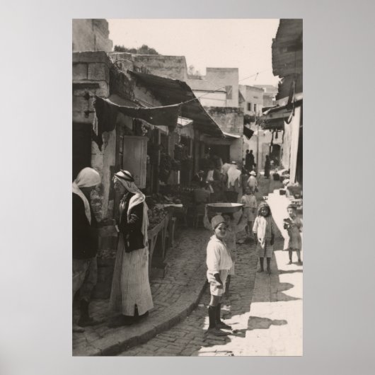 1935 Street in Nazareth, Gemüsemarkt Poster (Vorne)
