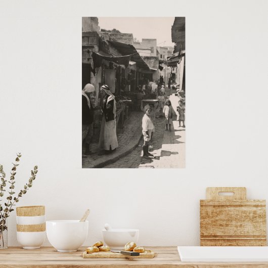 1935 Street in Nazareth, Gemüsemarkt Poster (Küche)