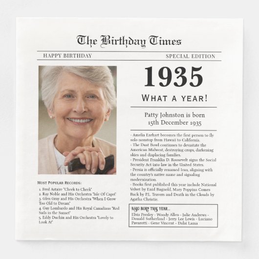 1935 Zeitungs-Geburtstag Serviette (Vorderseite)