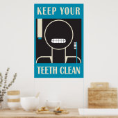 1936-38 "Behalt deine Zähne sauber" Reproduktion Poster (Küche)