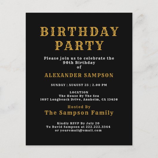 1936 Budget 90th Birthday Invitation Legend Flyer (Hinten)