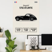 1936 Bugatti 57SC Atlantic Oldtimer Poster (Heimbüro)