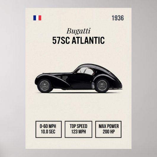 1936 Bugatti 57SC Atlantic Oldtimer Poster (Vorne)