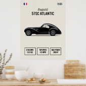 1936 Bugatti 57SC Atlantic Oldtimer Poster (Küche)