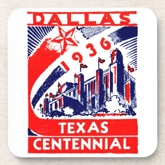 1936 Dallas Texas Centennial Getränkeuntersetzer (Vorderseite)