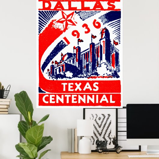 1936 Dallas Texas Centennial Poster (Heimbüro)