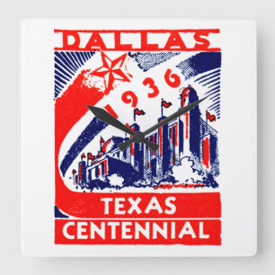 1936 Dallas Texas Centennial Quadratische Wanduhr