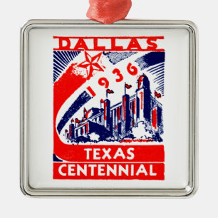 1936 Dallas Texas Jahrhundertfeier Silbernes Ornament