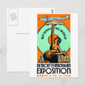1936 Detroit + Michigan Expo Poster Postkarte (Vorne/Hinten)
