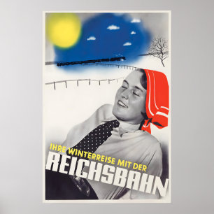 1936 Deutsche Eisenbahnen Winter-Reiseplakat Poster