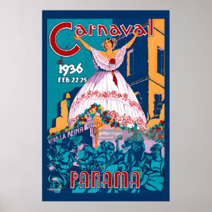 1936 Karneval! Panama Viva La Reina Vintage Stil Poster