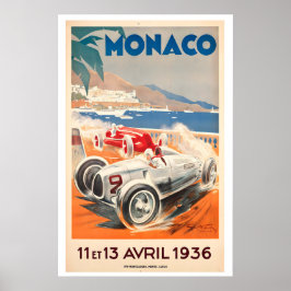 1936 Monaco Grand Prix Vintage Rennposter Poster