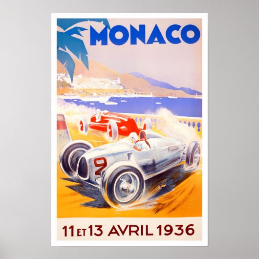1936 Monaco Grand Prix Vintages Rennposter Poster (Vorne)