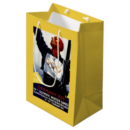 1936 olympisches Winter-Spiel-Anzeige-Plakat Mittlere Geschenktüte (Vorderseite Schrägansicht)