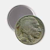 1936 US-amerikanische 'Buffalo'-Nickelköpfe Magnet (Vorderseite/Rückseite)