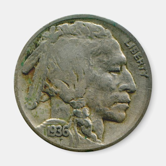 1936 US-amerikanische 'Buffalo'-Nickelköpfe Magnet (Vorne)