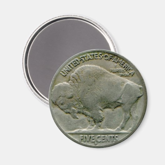 1936 US-amerikanischer "Buffalo"-Nickelmagnet-Schw Magnet (Vorderseite/Rückseite)