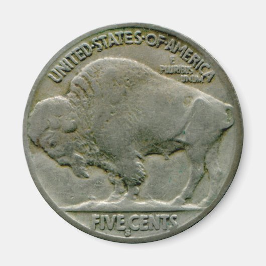 1936 US-amerikanischer "Buffalo"-Nickelmagnet-Schw Magnet (Vorne)