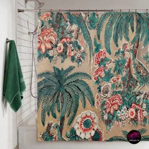 1936 Vintage Chintz Tropisches Blumenmuster mit Vö Duschvorhang
