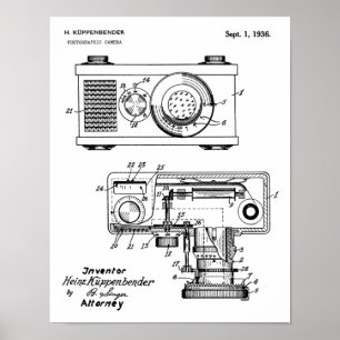 1936 Vintage Kamera Patent Kunst Zeichnung Druck Poster