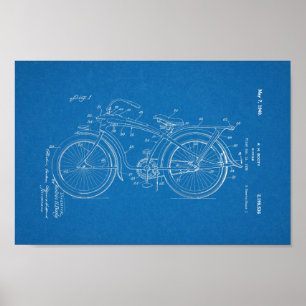 1936 Vintages Fahrrad Patent Blueprint Art Print Poster