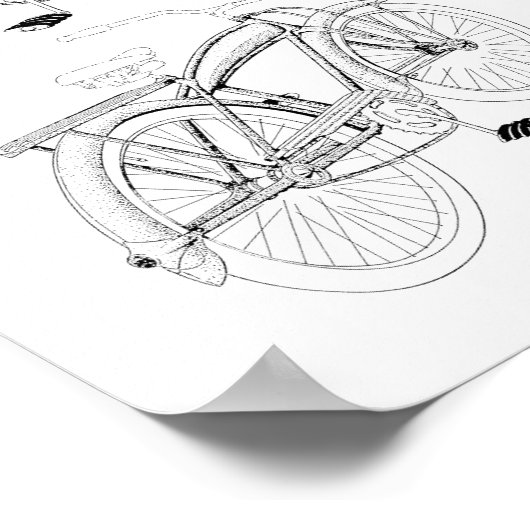 1936 Vintages Fahrradpatent Art Print Poster (Ecke)