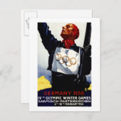 1936 Werbeplakat für Olympische Winterspiele Postkarte (Vorne/Hinten)