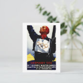 1936 Werbeplakat für Olympische Winterspiele Postkarte (Stehend Vorderseite)