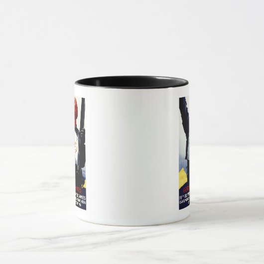 1936 Werbeplakat für Olympische Winterspiele Tasse (Zentrum)