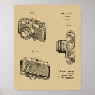 1937 Alte Kamera Patent Kunst Zeichnung Druck Poster
