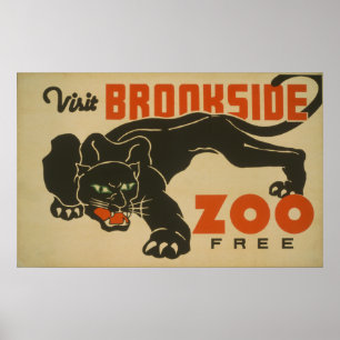 1937 Besuch Brookside Zoo WPA-Plakat Poster