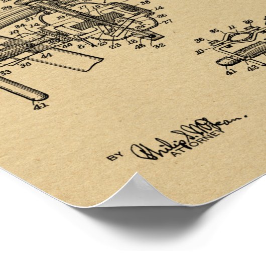 1937 Bicycle Generator Design Patent Art Print Poster (Ecke)