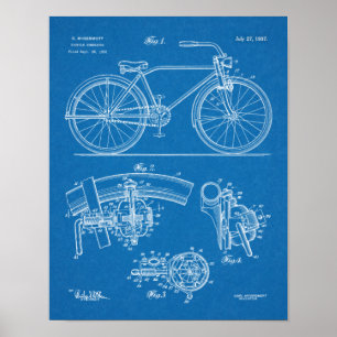 1937 Bicycle Generator Design Patent Art Print Poster