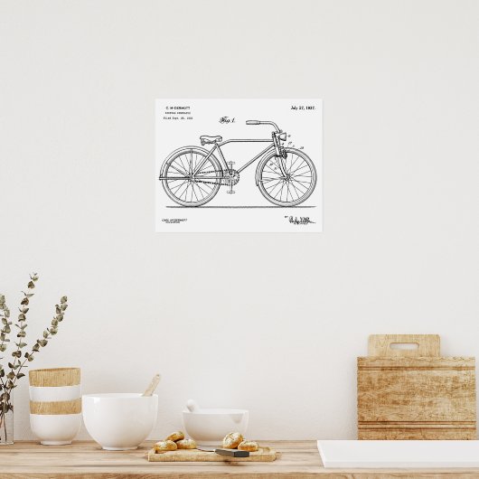 1937 Bicycle Headlamp Design Patent Art Print Poster (Küche)
