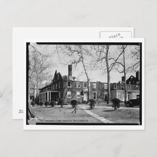 1937 Burlington Landkreis Almshouse, New Lisbon, N Postkarte (Vorne/Hinten)